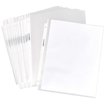 Amazon Basics Sheet Protectors for 3 Ring Binder, Heavyweight, Acid-Free, Clear Plastic Sleeves, Letter Size, 8.5 x 11 Inch, 100-Pack