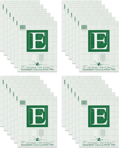 ROARING SPRING Graph Ruled Engineering Pad, Engineering Graph Paper Pad, 5x5 Enclosed Grid, 8.5" x 11", 100 Sheets, 3 Hole Punched, Buff Tinted Sheets, Made in USA