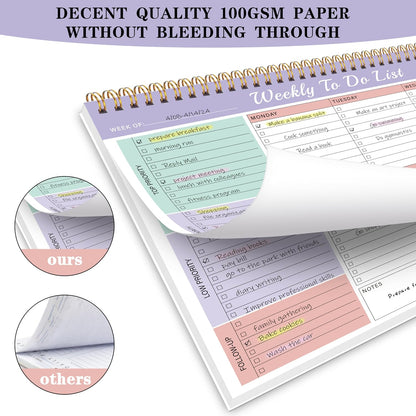 Kamoy Weekly To Do List Notepad with 52 Undated Sheets（8.5"×11"）- Undated Weekly Desk Planner Organizer for Work Home School Office Supplies