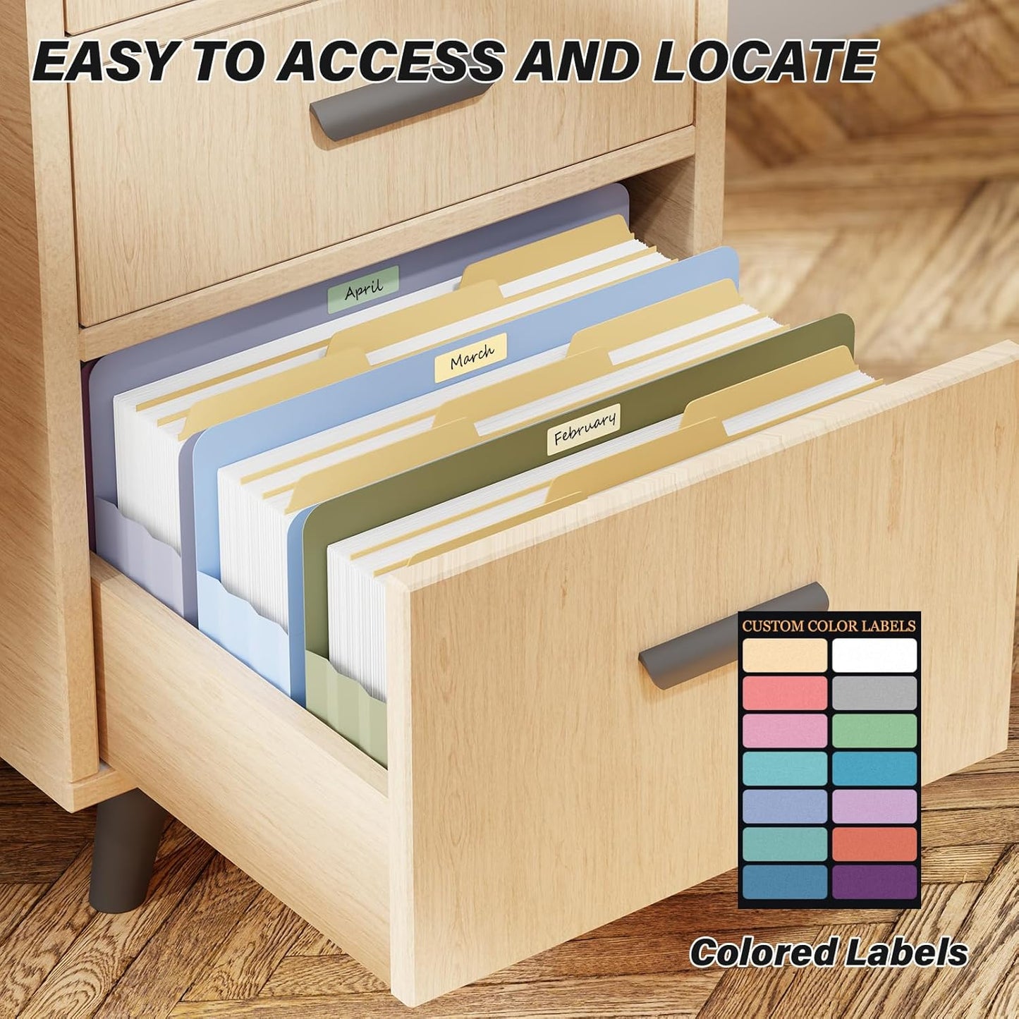 Ansook Poly Legal Size 5.25" Expansion File Pockets,6 Pack Pastel Large Capacity File Pockets Folders,Heavy Duty File Pocket for Cabinet,with Straight-Cut Tab,hold 8.5" x 11" documents & Manila Folder