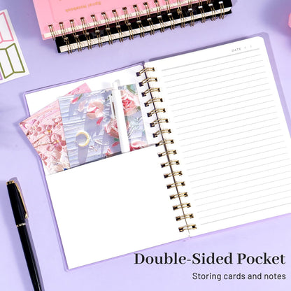 Yoment Graph Paper Spiral Notebook A5 Graphing Notebook 160 Pages Graph Paper Notebook Spiral Bound Waterproof Plastic Hardcover Spiral Journal 5x7 Grid Notebooks for Note Taking,Black