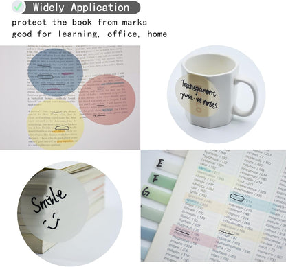 YOUDEFUL 1600pcs Translucent Sticky Note Tabs, Morandi Page Markers for Annotating Books,Repositionable Book Flags Tabs Strip with Binders, Clear Sticky Notes,Page Tabs,Index Tabs