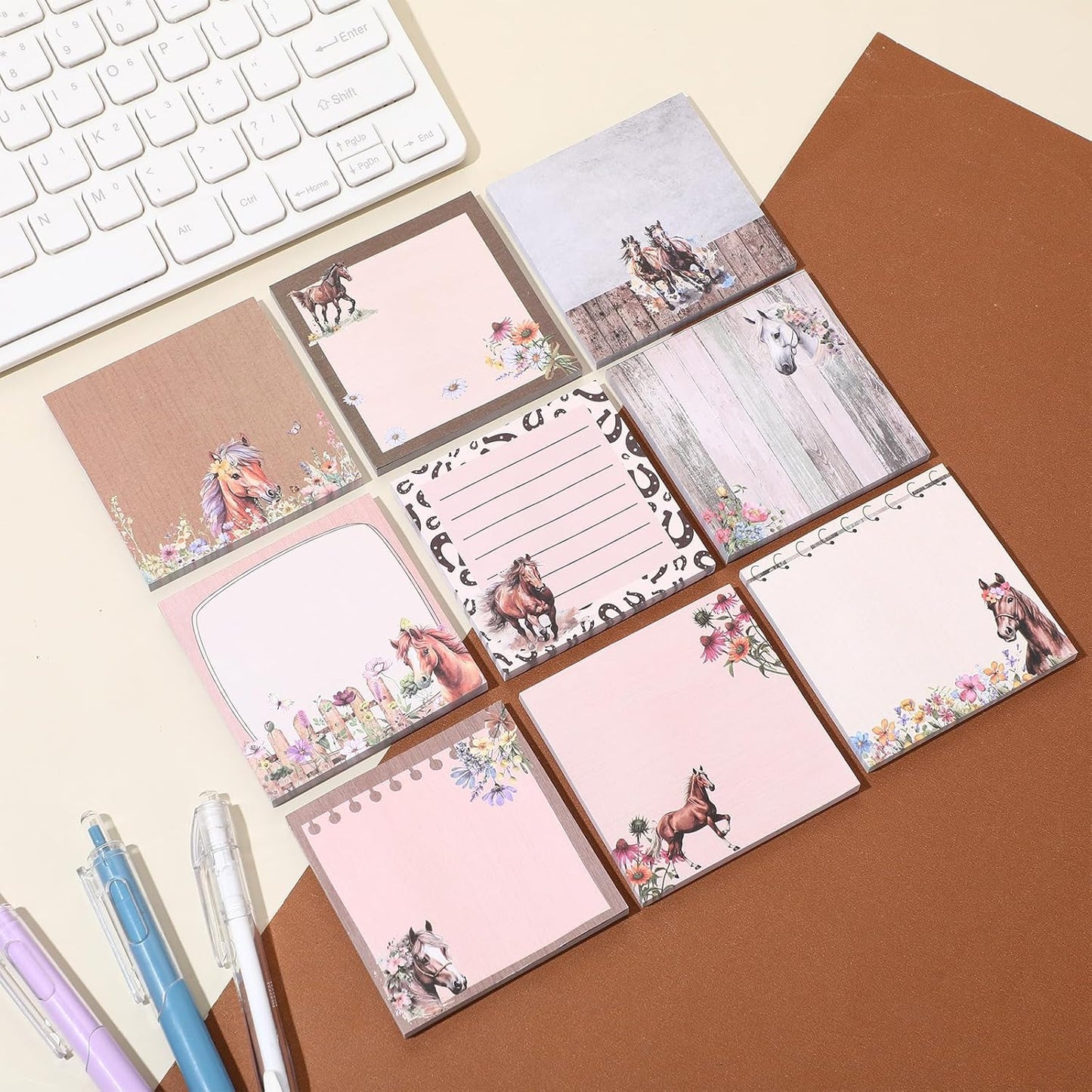 9 Pads Wildflower Sticky Notes 3x3 Inch Cute Self Stick Notepads Notes Adhesive Memo Pad Office Decor Gifts for Students School Teacher Meeting Office Supplies