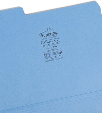 Smead SuperTab Heavyweight File Folder, Oversized 1/3-Cut Tab, Letter Size, Manila, 50 Per Box (10401)