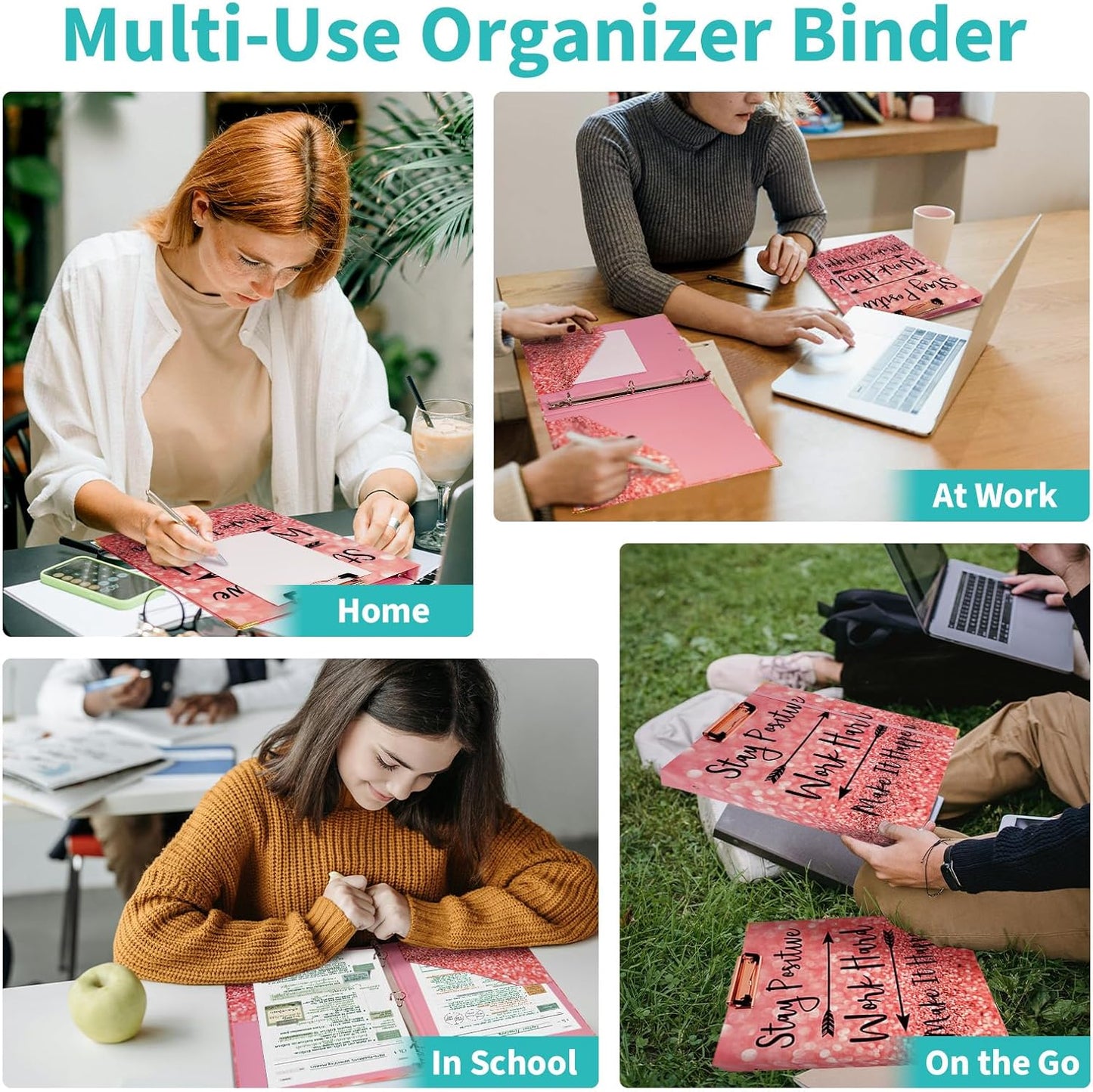 Binditek 3 Ring Binder 1 Inch, Letter Size, Binder Organizer with 5-Tab Dividers, 2 Interior Pockets, Low Profile Clip Cover, Label Stickers, 175 Sheet Capacity, Floral, 1 Pack
