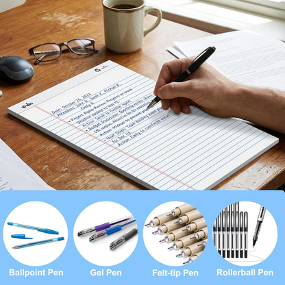 ViVin Legal Pads 8.5 x 11 Inch, Wide Ruled Note Pads, 12 Pack, 50 Sheet/Pad, Perforated Writing Pads, Notepads for Office Home School, 600 Sheets, White Paper