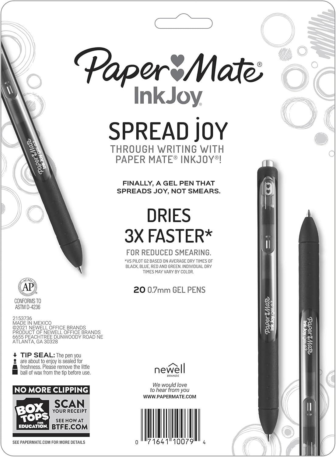 Paper Mate InkJoy Gel Pens, Medium Point (0.7mm), 20 Count - Back to School Supplies, Teacher Essentials, Journaling, Writing, Note-Taking