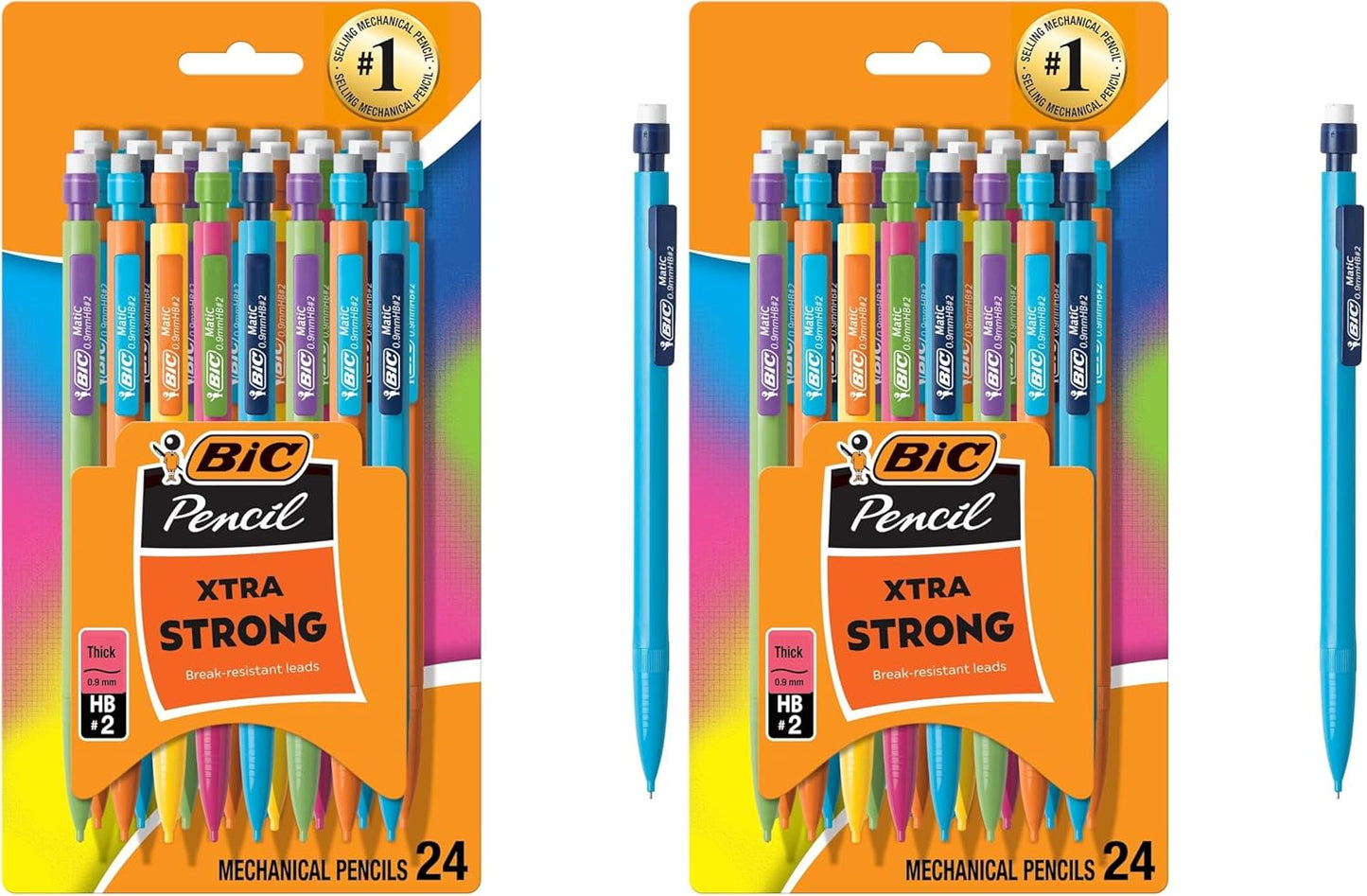 BIC Xtra Strong Mechanical Pencils with Erasers, Thick Point (0.9mm), 24-Count, Mechanical Pencils for School or Office Supplies