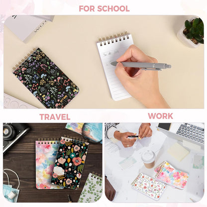 SKYDUE Small Notebooks, 3x5 Pocket Notepads with Aesthetic Covers, Mini Spiral Notebook with Lined Pages for Work Nursing School Essentials, Set Of 8