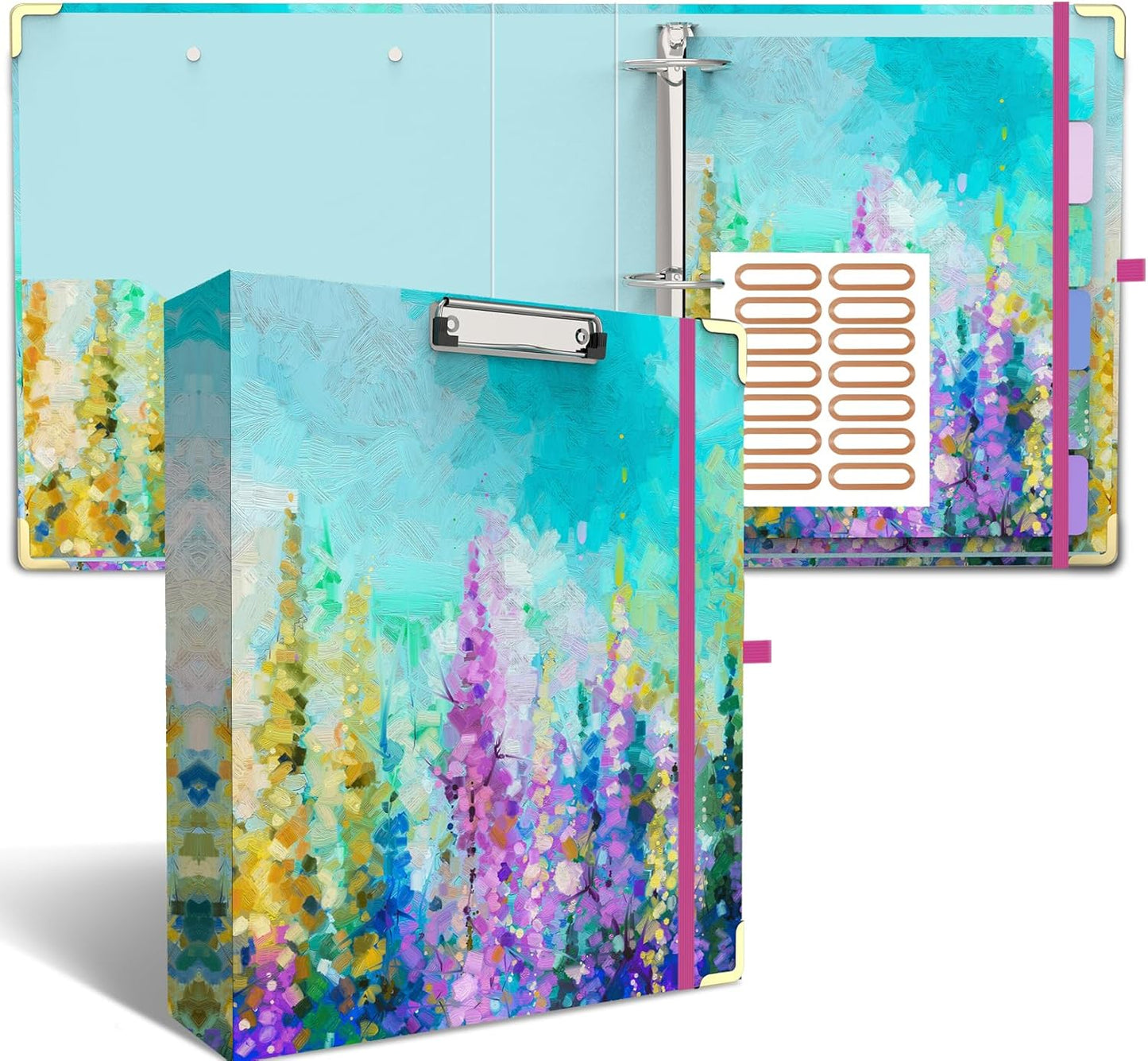 3 Ring Binder, Glitter 1 inch Binder Organizer, 8.5" x 11" Letter Size, Waterproof Fashion View Binders, Cute Binder for Office School Supplies (Pink)