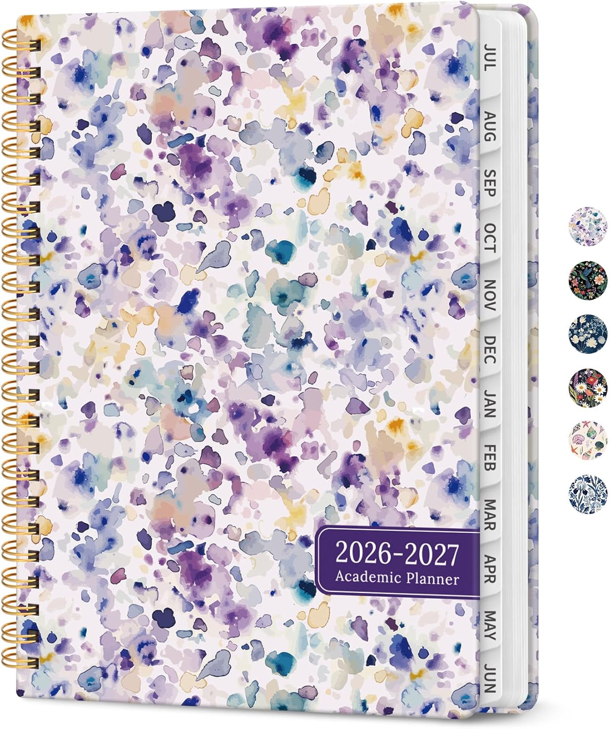 Planner 2026-2027, Academic Year Monthly and Weekly Calendar Planner, Jul 2026 - Jun 2027, Hardcover Teacher Student Planning Agenda book with Tabs, Perfect for School Office Supplies, 6.3" x 8.5" - Wildflowers