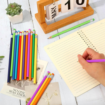 Whaline 48Pcs Colorful Pencils with Erasers Back to School Rainbow Color Wooden Pencil Unsharpened Writing Drawing Pencil for Students Graduation School Office Stationery Gift