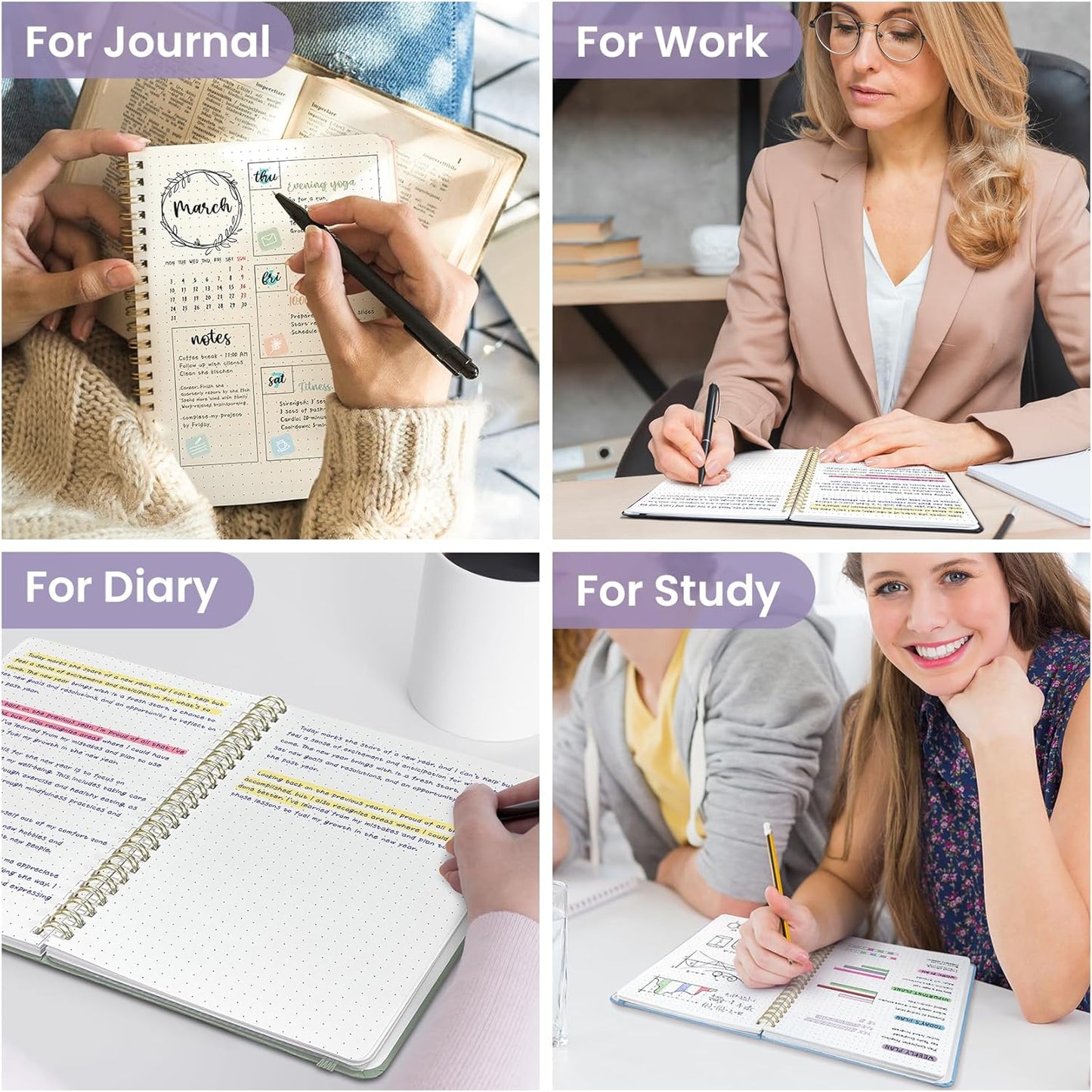 Taja Lined Spiral Journal Notebook for Women & Men, 140 Pages, College Ruled Hardcover Notebook for Work & Note Taking, Journals for Writing, A5(5.7" x 7.9") - Green