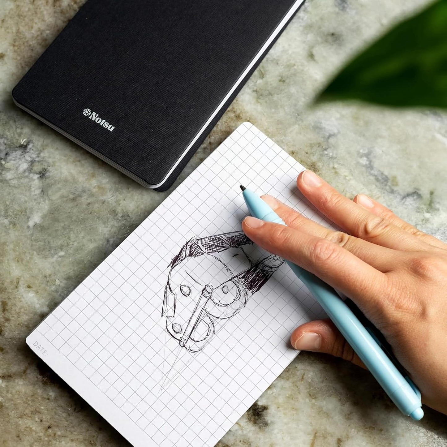 Notsu Graph Notepads 11 x 17 inch | Large Graphing Double Sided Drafting Pads with 1/4" Quad Grid Premium Thick Paper 120gsm