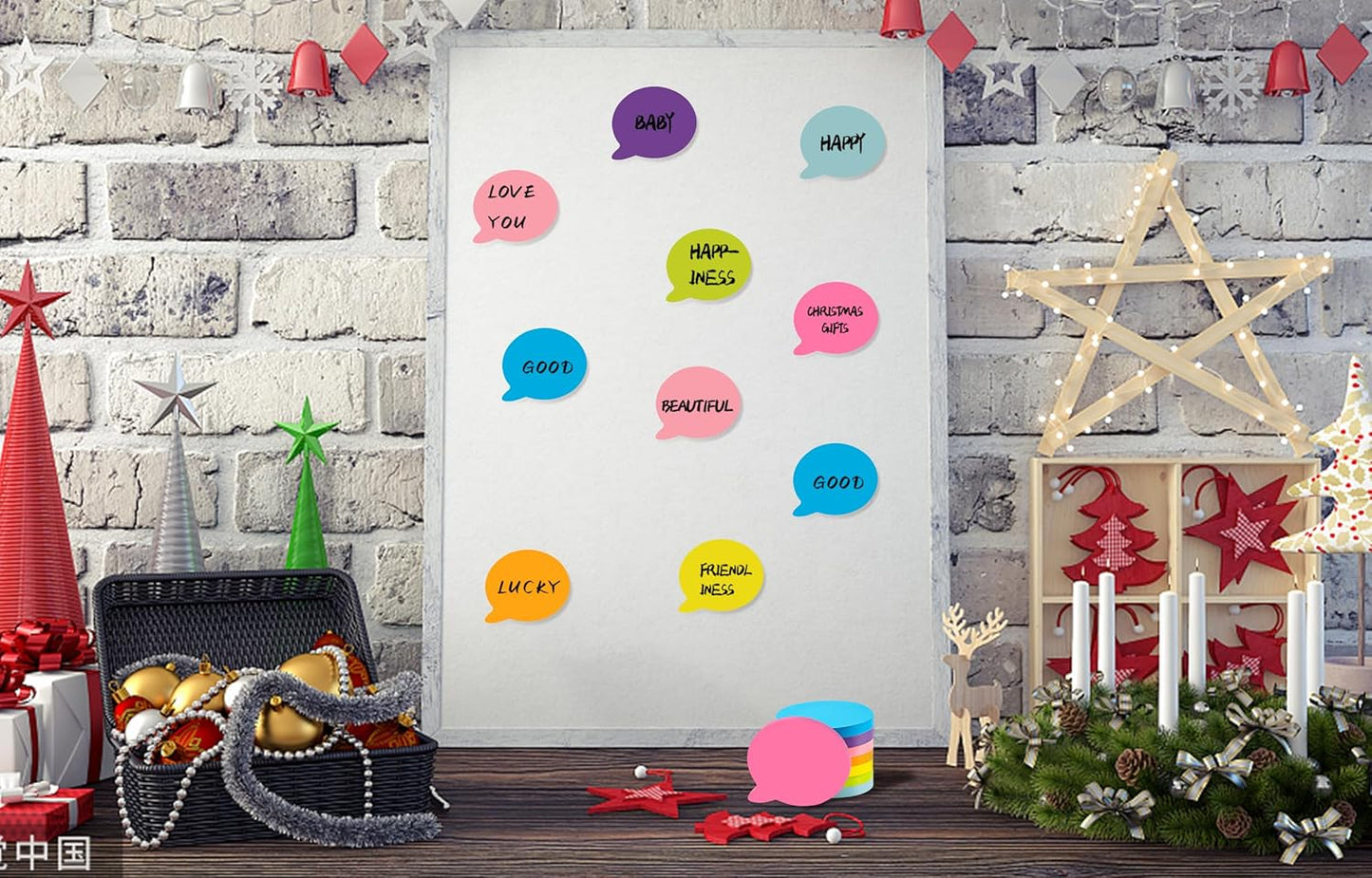 Heart Sticky Notes 3x3 in, 8 Pads, Super Cute Bright Color Strong Adhesive Post, Clean Removal, 82 Sheets/pad