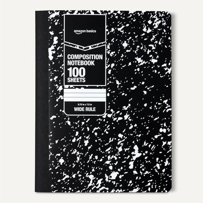 Amazon Basics Composition Notebook, College Ruled, 100 Sheets, 9.75" x 7.5", Assorted Marble Colors, 12-Pack