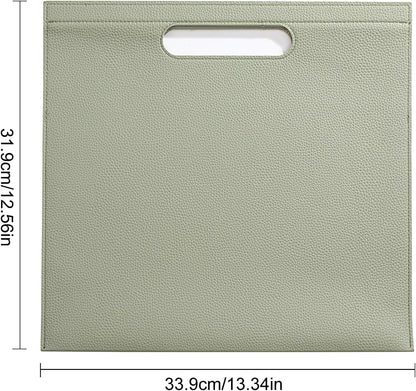 Premium PU Leather Waterproof File Folder & File Jackets & File Pockets Easy to Clean Document Organizer, Multi-Color Options, 13.34x12.56in, Ideal for Students & Professionals(Brown)