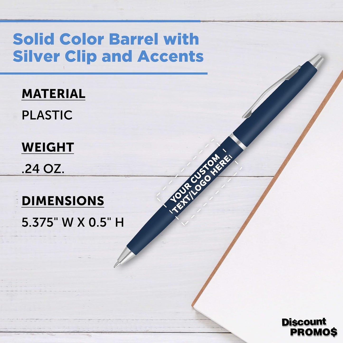 Personalized Langham Ballpoint Pens, Set of 10/50/100 by DISCOUNT PROMOS - Black Ink, Great for Office, Business, Tradeshows - Black
