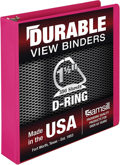 Samsill Durable 4 inch 3 Ring Binder, D Ring Binder, 100% Recycled Chipboard, Black, 2 Pack