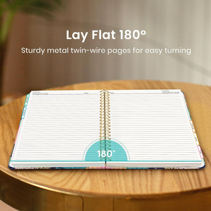 Large Lined Spiral Journal for Women Cute Hardcover 5 Subject Notebook for Work 8.5" x 11" with Removable Dividers & Tabs, College Ruled, 280 Pages Aesthetic Journal for Work, School & Note Taking, Garden of Whimsy