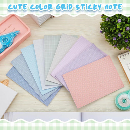 Jecery 9 Pack 4 x 6 Inch Grid Sticky Notes Self Adhesive Memo Pad Cute Graph Paper Self Stick Note Pads with Grid Lines for Gifts Office Supplies, 270 Sheets(Soft Colors)