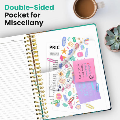 Large Lined Spiral Journal for Women Cute Hardcover 5 Subject Notebook for Work 8.5" x 11" with Removable Dividers & Tabs, College Ruled, 280 Pages Aesthetic Journal for Work, School & Note Taking, Garden of Whimsy