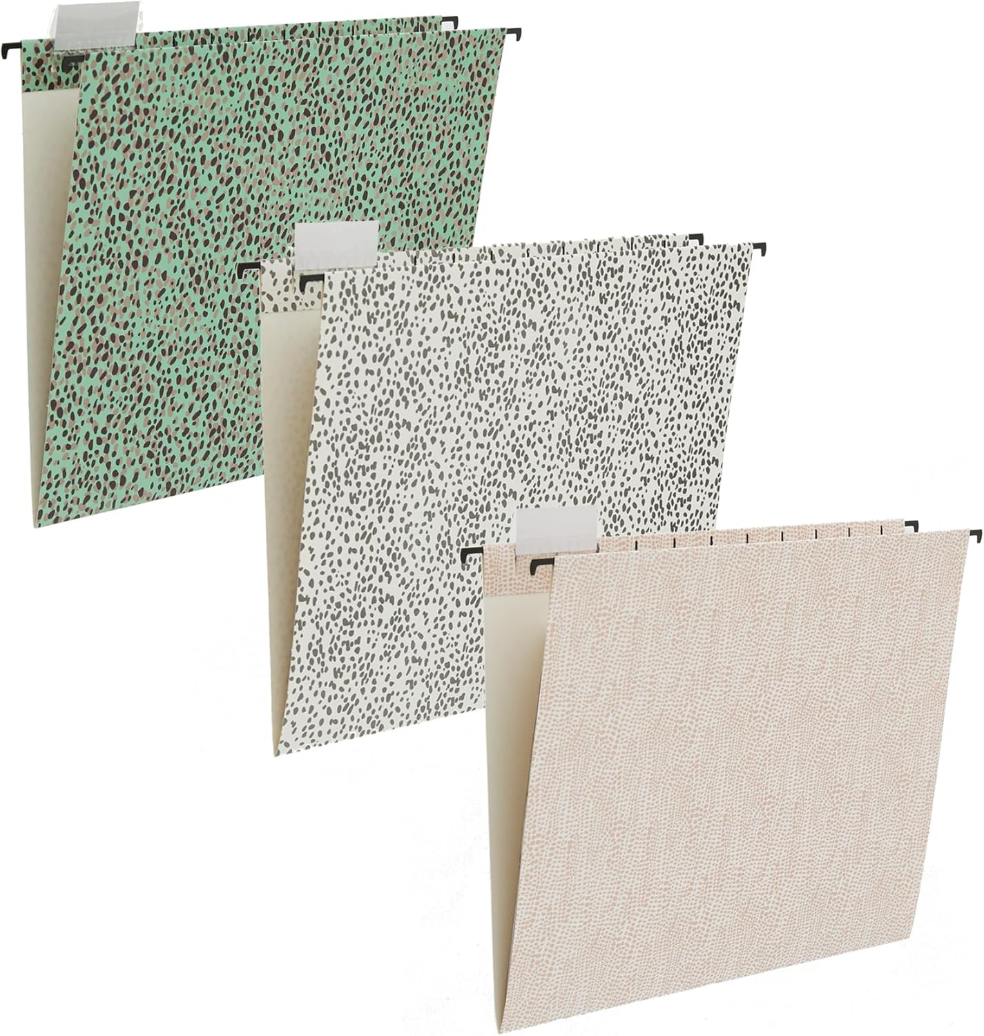 6 Pack Hanging Folder File Cabinet Organizer Letter Size 1/5 Cut Adjustable Label Decoration Home Office School Classroom, Green