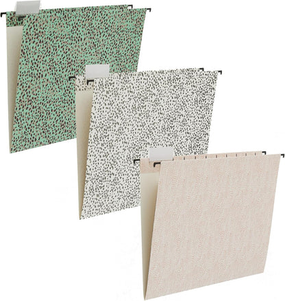 6 Pack Hanging Folder File Cabinet Organizer Letter Size 1/5 Cut Adjustable Label Decoration Home Office School Classroom, Green
