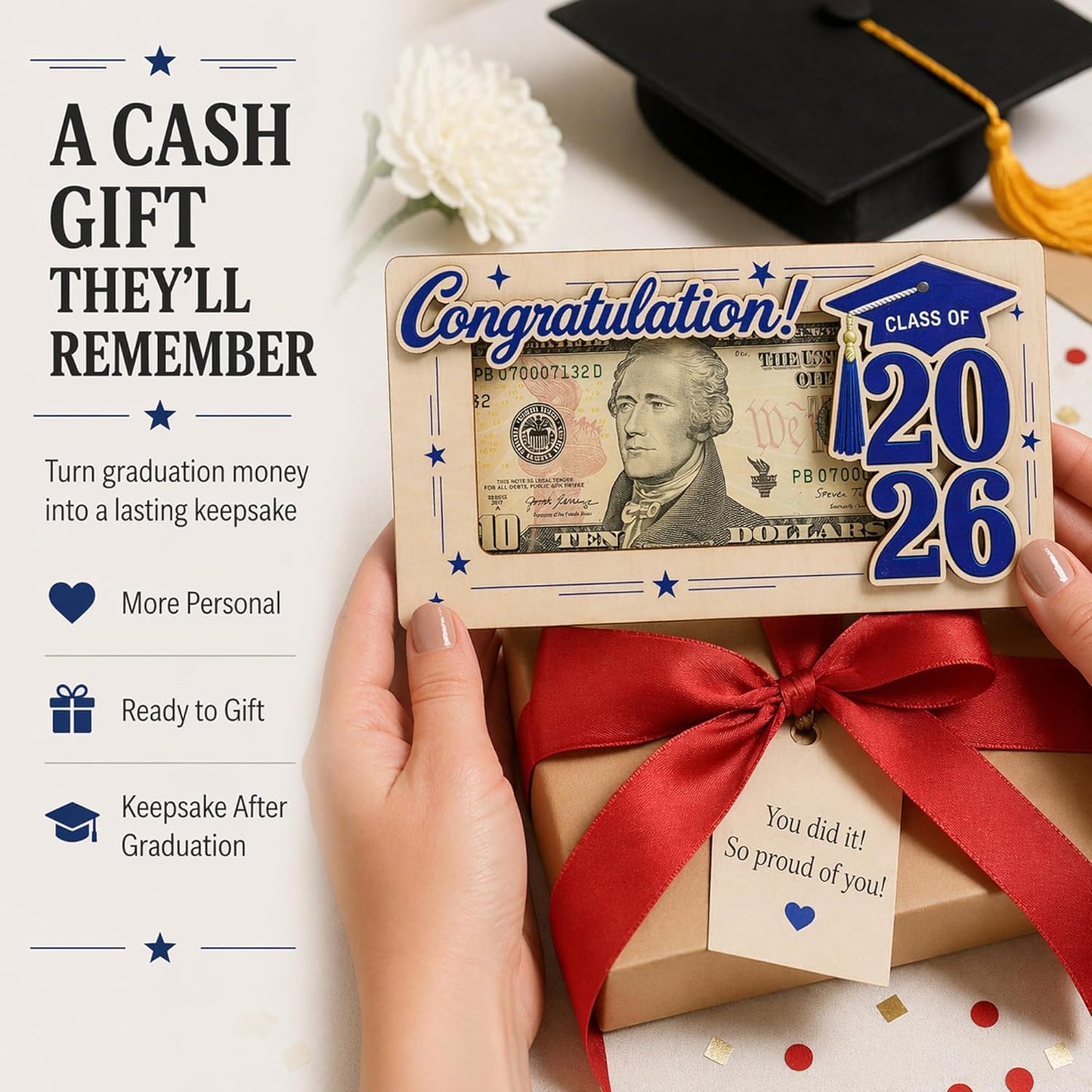 Wooden Cute Pencil Gift Card Holder 3.36x6 inches, Graduation Cash Holder for Class of 2026, Teacher Appreciation Gifts, Creative Money Gift Idea for Students, Teacher Gift, Teacher Appreciation Gifts