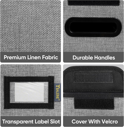 BALEINE File Organizer Box with Lid, Collapsible File Folder Organizer with Plastic Slide, Hanging File Folder Box for Office Document Storage (1 Pack, Black)