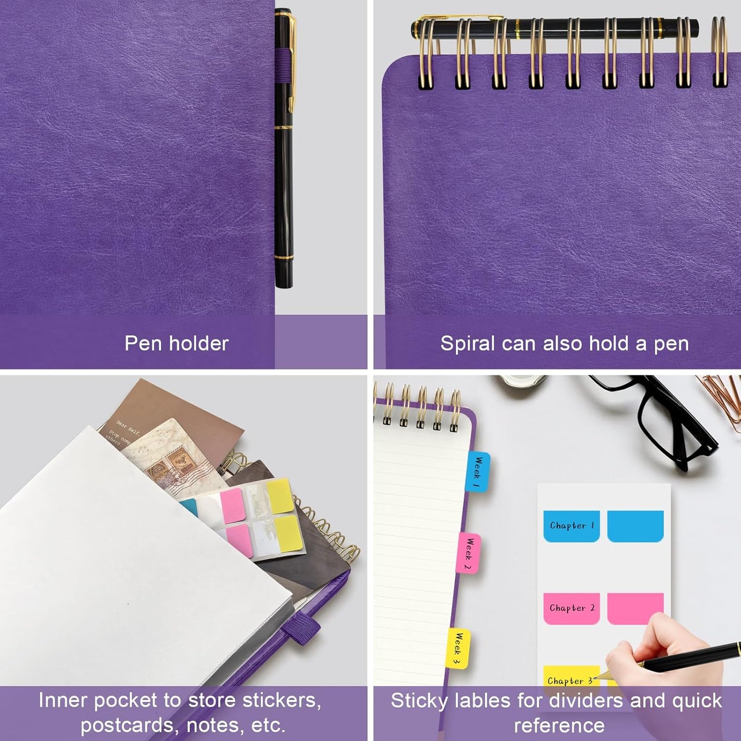 A5 Top Spiral Notebook, Large Leather Hardcover Top Bound Steno Pads, 240 Pages 100 gsm Thick Lined Paper Left Handed Notebook Journal for Work, School, Meeting Writing - Brown, 5.9" x 8.5"