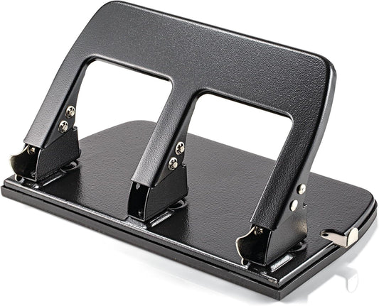 Officemate 3-Hole Punch, Medium Duty, 30-Sheet Capacity, Ergonomic Handles, Adjustable Paper Guide, Durable Metal Base, Black