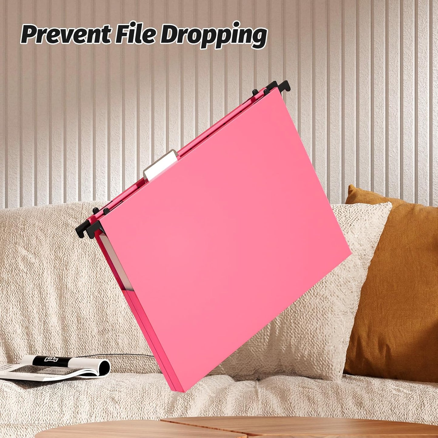SHUTEX Extra Capacity Plastic Hanging File Folders,12 Pack Reinforced Hang Folder,Heavy Duty 1 Inch Expansion,Filing Cabinet Folders Letter Size for Bulk Files/Medical Charts, Black
