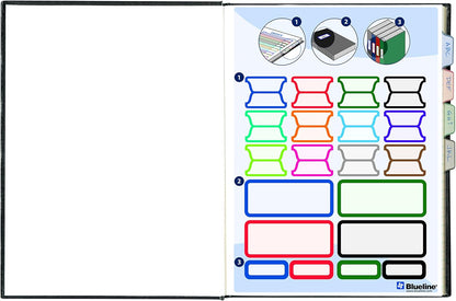 Blueline Business Notebook, Index Sheet, Self-Adhesive Tabs, 192 Pages, 9.25" x 7.25", Black (A9.82)