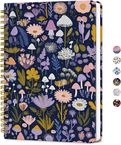 ZOTIA Lined Spiral Journal for Women, A5 Pretty Hardcover Notebook for Work, School & Office Writing, Aesthetic Writing Journal College Ruled, 140 Pages, 5.8" x 8.3", Twilight Bloom