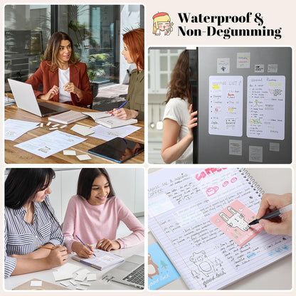 Transparent Sticky Notes - Pastel Color Clear Sticky Notes, 3x3 inch, Waterproof, 300 Sheets for College, School & Office