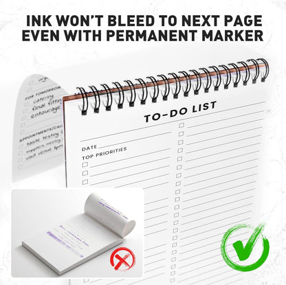 To Do List Notepad: With Multiple Functional Sections - 6.5 x 9.8" 60 Sheets - Spiral Daily Planner Notebook - Task CheckList Organizer Agenda Pad for Work - Note & Todo List Organization Notebooks