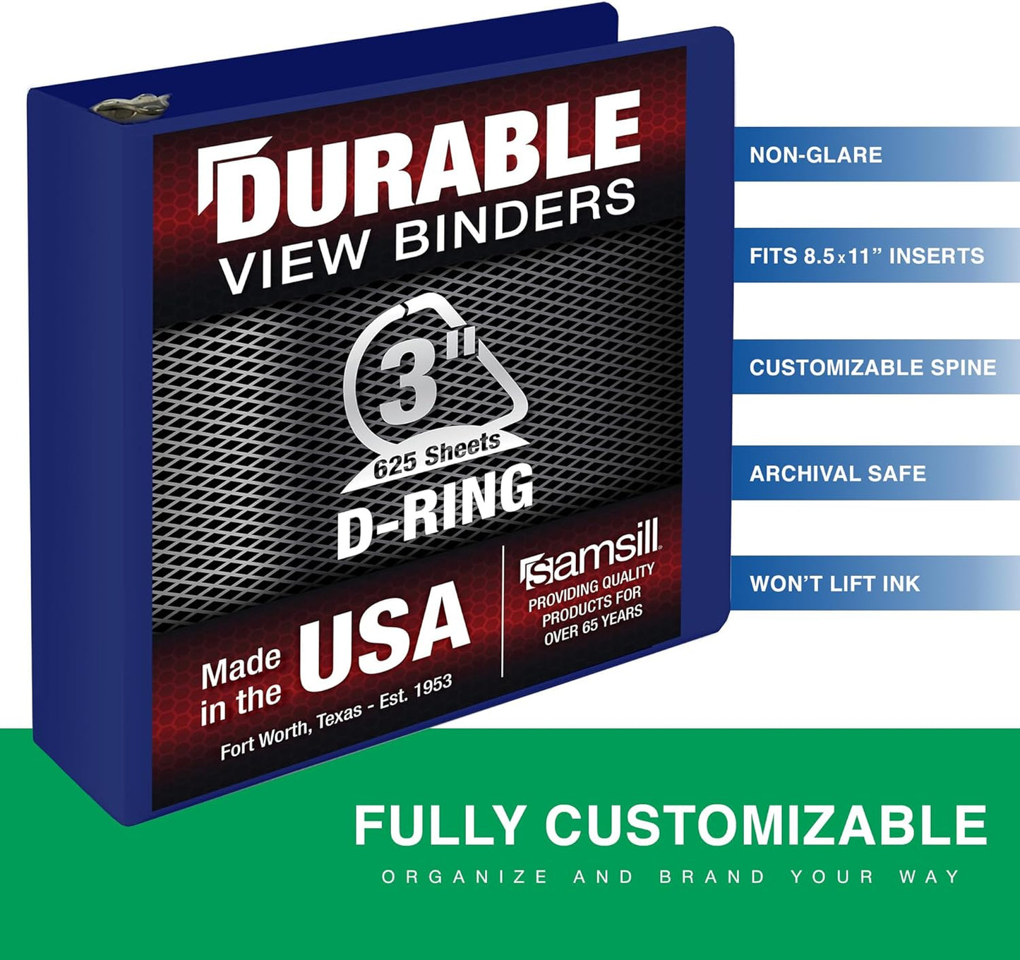Samsill Durable 4 inch 3 Ring Binder, D Ring Binder, 100% Recycled Chipboard, Black, 2 Pack