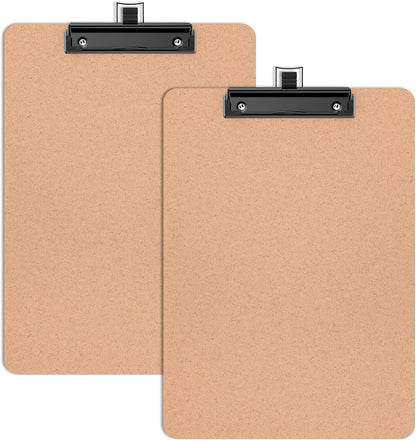 2 Pack Wood Retro Clipboards, 9 x 12.5'' Letter Size for Classroom, Students, Kid, 8.5 x 11'' Decoration Clip Board with Low Profile Copper Clip, Office & School Supplies