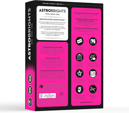 Neenah Astrobrights Color Paper, 8.5” x 11”, 24 lb/89 GSM, Fireball Fuchsia, 500 Sheets (21688)