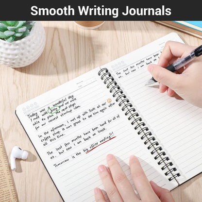 EUSOAR Spiral Notebook, A5 12packs 5.5"X8.3" 120 Pages Lined Travel Writing Notebooks Journal, Memo Notepad Sketchbook, Students College Office Business Subject Diary Ruled Book Journal-Black Cover