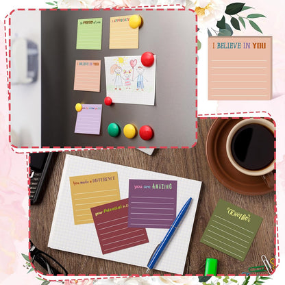 Yinder 48 Pcs Inspirational Sticky Notes Cute Motivational Sticky Notes Pad End of Year Employee Appreciation Gifts Bulk for Teacher Nurse Coworkers Office Supplies 3 x 3'' (Thank You,Dark Color)