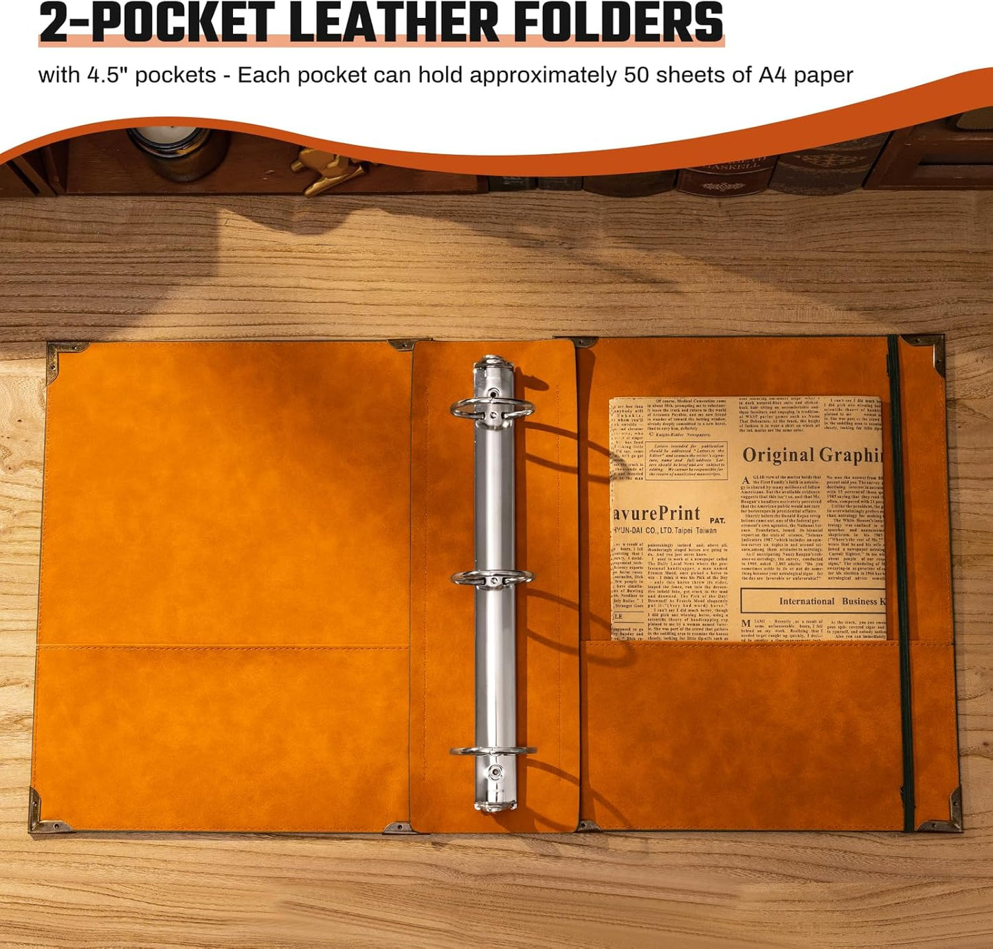 Ovesmusl Leather 3 Ring Binder Fits 8.5"x11" Letter Size Paper, 1 Inch Round Ring Binder Holds 200 Sheets, Notebook Cover Loose Leaf Organizer, Green Tree