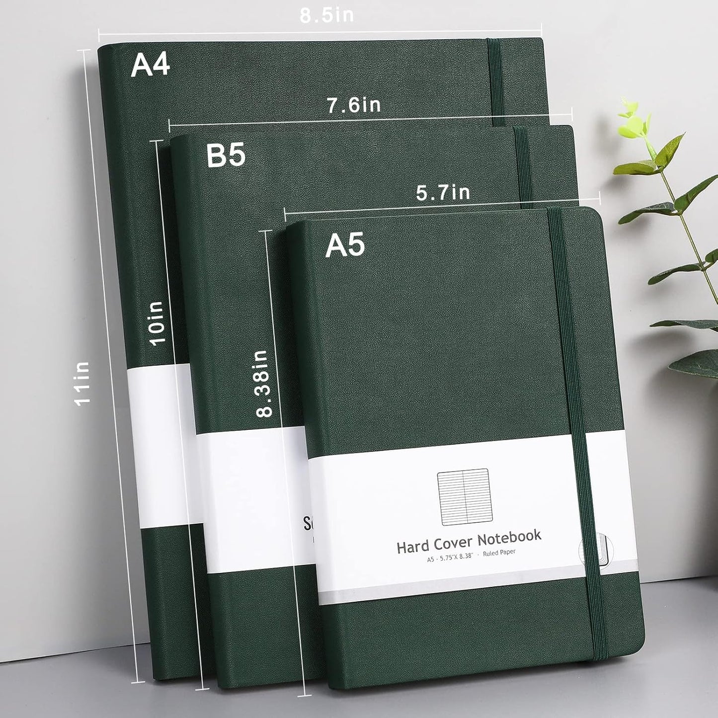 AHGXG 8.5''×11'' Notebook College Ruled - Large A4 Notebook Lined Journal - 320 Pages Thick Journal for Writing, 100gsm Thick Paper, Leather Softcover, for Work School - Black
