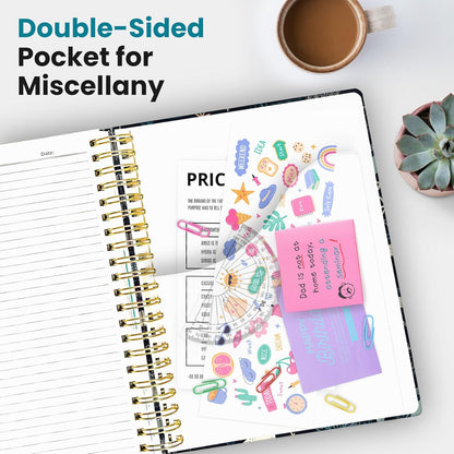 Large Lined Spiral Journal for Women Cute Hardcover 5 Subject Notebook for Work 8.5" x 11" with Removable Dividers & Tabs, College Ruled, 280 Pages Aesthetic Journal for Work, School & Note Taking, Garden of Whimsy