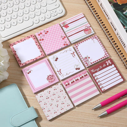 9 Pads Wildflower Sticky Notes 3x3 Inch Cute Self Stick Notepads Notes Adhesive Memo Pad Office Decor Gifts for Students School Teacher Meeting Office Supplies