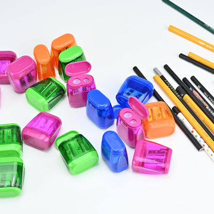 AUSTARK 4Pcs Pencil Sharpeners Manual for Kids Adults, Dual Hole Small Handheld Pencil Sharpener Bulk for Office School Home, Back to School Supplies