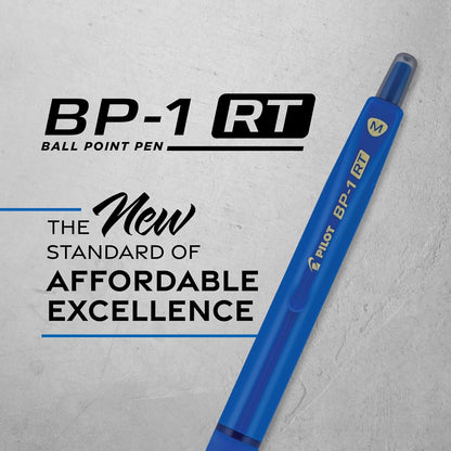 Pilot BP-1RT Advanced Ink, Retractable Ballpoint Blue Ink Pens, Medium Point, Dozen Box, 1mm