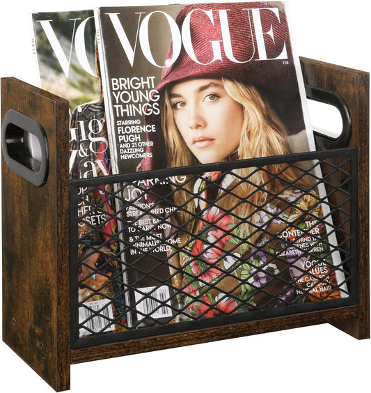 YINMIT Magazine Holder, Magazine Rack Floor, Magazine Storage Basket, File Holder Organizer, Folder Organizer for Magazines, Books, Newspapers, Tablets (Medium)
