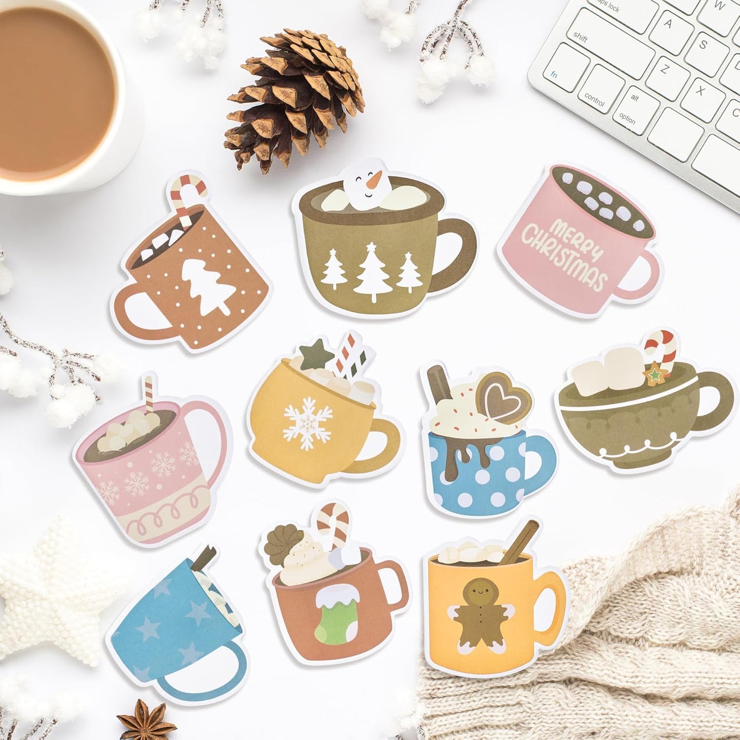 Xqumoi 30 Pack Teacher Sticky Notes - Funny Coffee Cup Self Sticky Notepads Writing Memo Pads for Teacher Appreciation Back to School Office Supplies Coffee Lover Gift Party Favors Goodies Bag Fillers